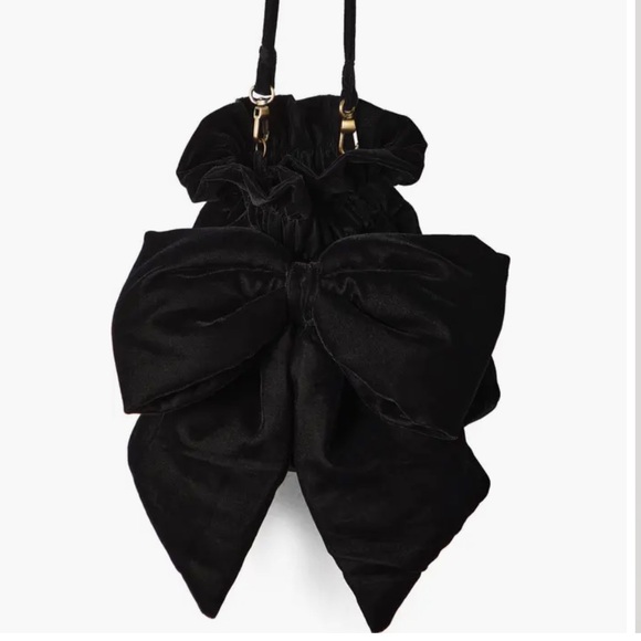Free People Handbags - Free People Belle Velvet Bow Bag Black Bow Mini Bag